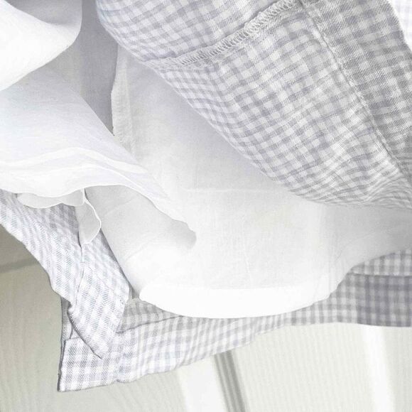J. Crew White Peri Shadow V-Back Linen Shirtdress In Gingham - Picture 7 of 8